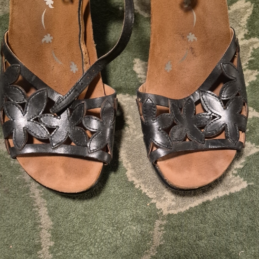 Dansko Black Floral Women's Sandals